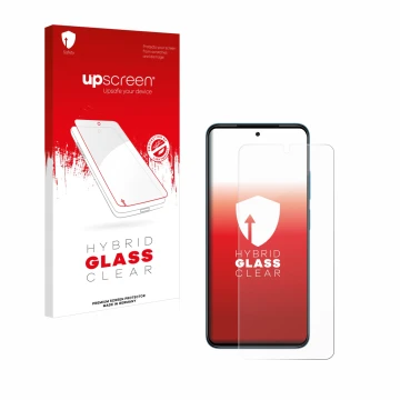 Face avant d’un emballage produit avec le logo de la marque upscreen. À côté, l’appareil Xiaomi Redmi Note 11 est représenté a