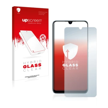 Face avant d’un emballage produit avec le logo de la marque upscreen. À côté, l’appareil Vivo V20 SE est représenté avec la pr