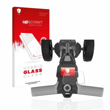 Face avant d’un emballage produit avec le logo de la marque upscreen. À côté, l’appareil PowaKaddy FX5 2.8