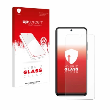 Face avant d’un emballage produit avec le logo de la marque upscreen. À côté, l’appareil Xiaomi Poco M4 Pro est représenté ave
