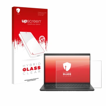 Face avant d’un emballage produit avec le logo de la marque upscreen. À côté, l’appareil Dell Latitude 3420 est représenté ave