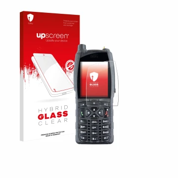 Face avant d’un emballage produit avec le logo de la marque upscreen. À côté, l’appareil Sepura SC20 est représenté avec la pr