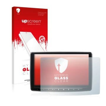 Face avant d’un emballage produit avec le logo de la marque upscreen. À côté, l’appareil Alpine INE-F904DC est représenté avec
