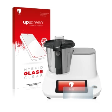 Face avant d’un emballage produit avec le logo de la marque upscreen. À côté, l’appareil Moulinex Click&Cook HF5061 est représ