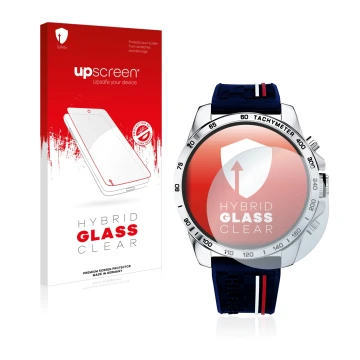 Face avant d’un emballage produit avec le logo de la marque upscreen. À côté, l’appareil Tommy Hilfiger 1791476 est représenté