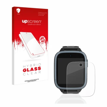 Face avant d’un emballage produit avec le logo de la marque upscreen. À côté, l’appareil Xplora XGO3 (1ère Gen.) est représent