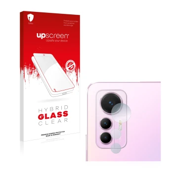 Face avant d’un emballage produit avec le logo de la marque upscreen. À côté, l’appareil Xiaomi 12 Lite (Caméra UNIQUEMENT) es