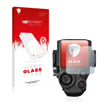 Face avant d’un emballage produit avec le logo de la marque upscreen. À côté, l’appareil DJI RS 3 Pro est représenté avec la p