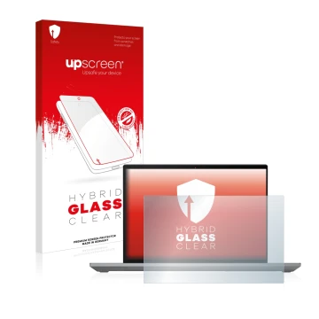 Face avant d’un emballage produit avec le logo de la marque upscreen. À côté, l’appareil Lenovo ThinkPad P14s Gen 3 est représ
