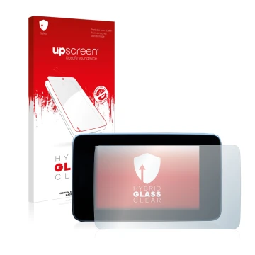 Face avant d’un emballage produit avec le logo de la marque upscreen. À côté, l’appareil Mercedes-Benz A-Class W176 Facelift C