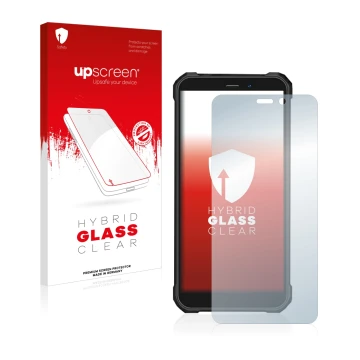 Face avant d’un emballage produit avec le logo de la marque upscreen. À côté, l’appareil Oukitel WP20 Pro est représenté avec 