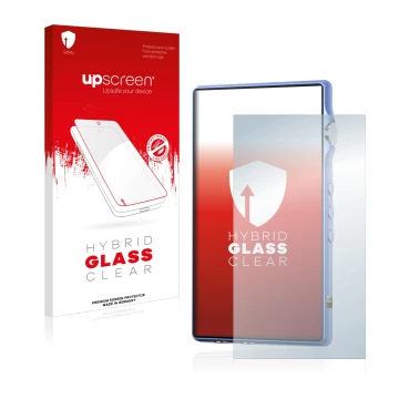 Face avant d’un emballage produit avec le logo de la marque upscreen. À côté, l’appareil iBasso DX170 est représenté avec la p