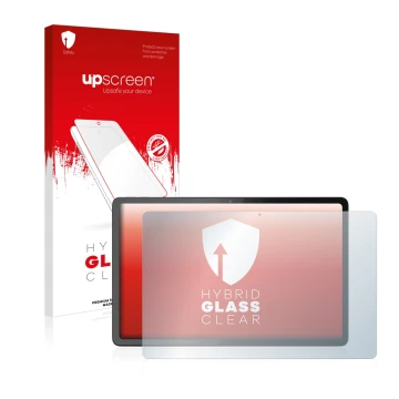 Face avant d’un emballage produit avec le logo de la marque upscreen. À côté, l’appareil Lenovo Tab P11 Pro Gen 2 est représen