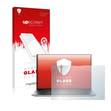 Face avant d’un emballage produit avec le logo de la marque upscreen. À côté, l’appareil Dell XPS 15 9520 Touch est représenté