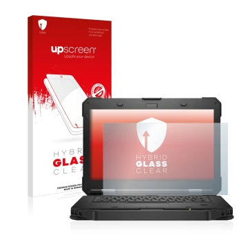 Face avant d’un emballage produit avec le logo de la marque upscreen. À côté, l’appareil Dell Latitude 5430 Rugged est représe