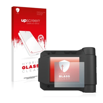 Face avant d’un emballage produit avec le logo de la marque upscreen. À côté, l’appareil Swissphone s.Quad X35 est représenté 