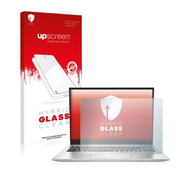 Face avant d’un emballage produit avec le logo de la marque upscreen. À côté, l’appareil MSI Prestige 16 est représenté avec l