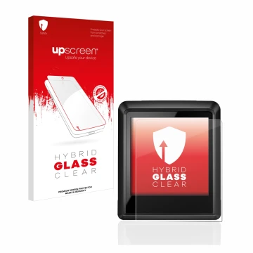Face avant d’un emballage produit avec le logo de la marque upscreen. À côté, l’appareil Bosch Intuvia 100 est représenté avec
