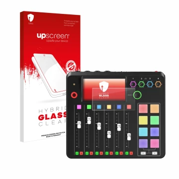 Face avant d’un emballage produit avec le logo de la marque upscreen. À côté, l’appareil Rode Rodecaster Pro II est représenté