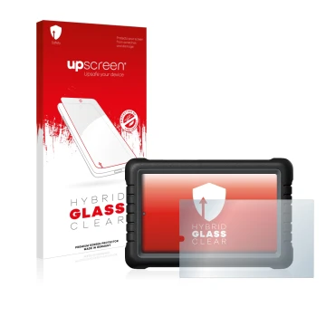 Face avant d’un emballage produit avec le logo de la marque upscreen. À côté, l’appareil Launch X-431 PROS V 8