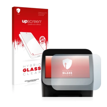 Face avant d’un emballage produit avec le logo de la marque upscreen. À côté, l’appareil Shaper Origin Gen1 est représenté ave