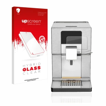 Face avant d’un emballage produit avec le logo de la marque upscreen. À côté, l’appareil Krups Intuition Experience+ EA877D10 