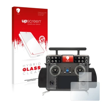 Face avant d’un emballage produit avec le logo de la marque upscreen. À côté, l’appareil FrSky Tandem XE 2 est représenté avec