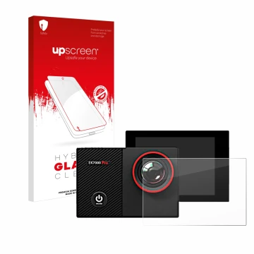 Face avant d’un emballage produit avec le logo de la marque upscreen. À côté, l’appareil Akaso EK7000 Pro est représenté avec 