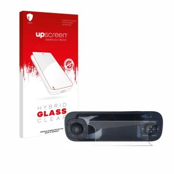 Face avant d’un emballage produit avec le logo de la marque upscreen. À côté, l’appareil Fiat Panda 2019 est représenté avec l