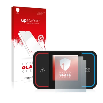 Face avant d’un emballage produit avec le logo de la marque upscreen. À côté, l’appareil Saphe Drive Pro est représenté avec l
