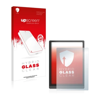 Face avant d’un emballage produit avec le logo de la marque upscreen. À côté, l’appareil Boox Tab X est représenté avec la pro