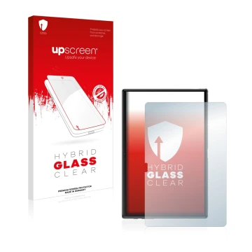 Face avant d’un emballage produit avec le logo de la marque upscreen. À côté, l’appareil Yestel T10 10