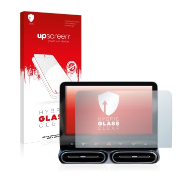 Face avant d’un emballage produit avec le logo de la marque upscreen. À côté, l’appareil Smart #1 Pro+ 12,8