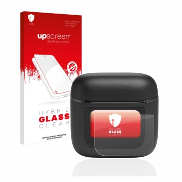 Face avant d’un emballage produit avec le logo de la marque upscreen. À côté, l’appareil JBL Tour Pro 2 est représenté avec la