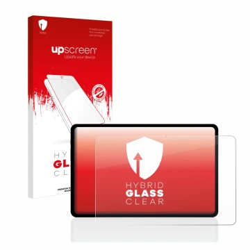 Face avant d’un emballage produit avec le logo de la marque upscreen. À côté, l’appareil Teclast T50 2023 11