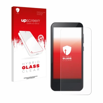 Face avant d’un emballage produit avec le logo de la marque upscreen. À côté, l’appareil Omnipod 5 est représenté avec la prot