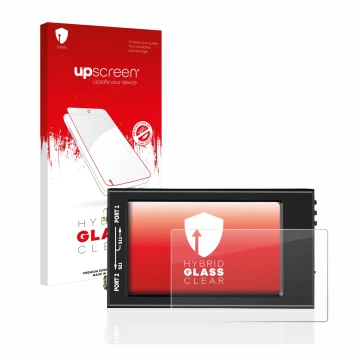 Face avant d’un emballage produit avec le logo de la marque upscreen. À côté, l’appareil SDRGEEK NanoVNA-F V2 est représenté a