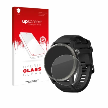 Face avant d’un emballage produit avec le logo de la marque upscreen. À côté, l’appareil Kiprun GPS 900 by Coros est représent