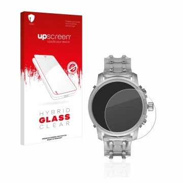 Face avant d’un emballage produit avec le logo de la marque upscreen. À côté, l’appareil Diesel Griffed (45,5 mm) est représen