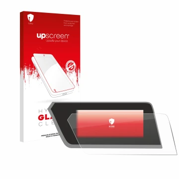 Face avant d’un emballage produit avec le logo de la marque upscreen. À côté, l’appareil BMW 1 F40 2023 est représenté avec la