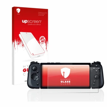 Face avant d’un emballage produit avec le logo de la marque upscreen. À côté, l’appareil Razer Edge 5G est représenté avec la 