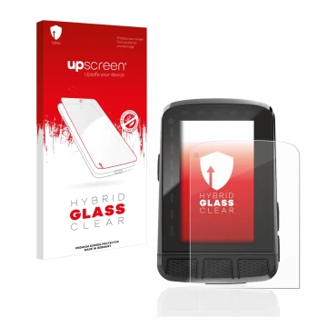 Face avant d’un emballage produit avec le logo de la marque upscreen. À côté, l’appareil Wahoo Elemnt Roam 2 est représenté av