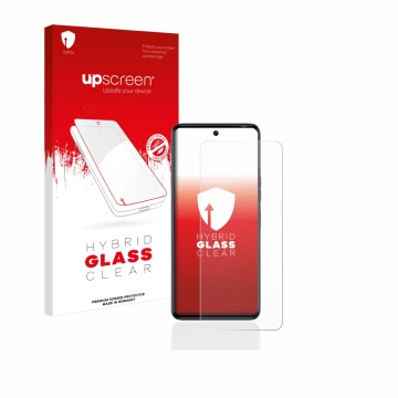 Face avant d’un emballage produit avec le logo de la marque upscreen. À côté, l’appareil Tecno Camon 20 Pro 5G est représenté 
