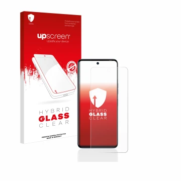 Face avant d’un emballage produit avec le logo de la marque upscreen. À côté, l’appareil Tecno Camon 20 est représenté avec la