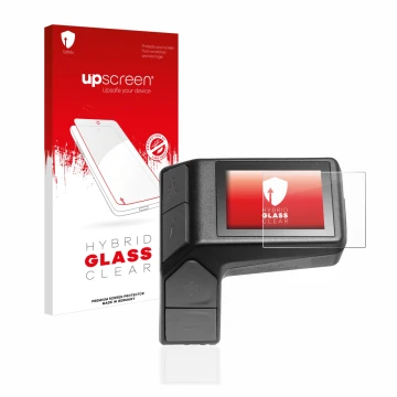 Face avant d’un emballage produit avec le logo de la marque upscreen. À côté, l’appareil Giant Ridecontrol Dash 2 in 1 est rep
