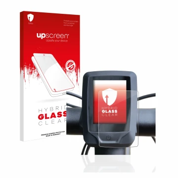 Face avant d’un emballage produit avec le logo de la marque upscreen. À côté, l’appareil Specialized turbo vado 4.0 2022 (E-Bi