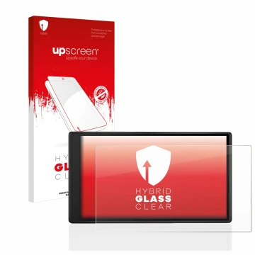 Face avant d’un emballage produit avec le logo de la marque upscreen. À côté, l’appareil Garmin Drive 55 est représenté avec l