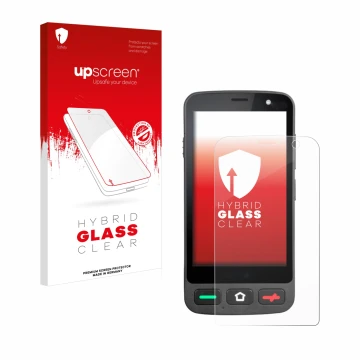 Face avant d’un emballage produit avec le logo de la marque upscreen. À côté, l’appareil Brondi Amico Pocket est représenté av
