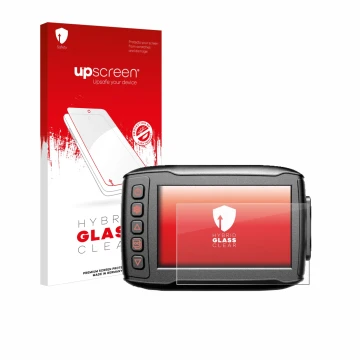 Face avant d’un emballage produit avec le logo de la marque upscreen. À côté, l’appareil Blueskysea DV999 est représenté avec 