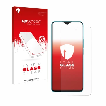 Face avant d’un emballage produit avec le logo de la marque upscreen. À côté, l’appareil Honor 90 Lite est représenté avec la 